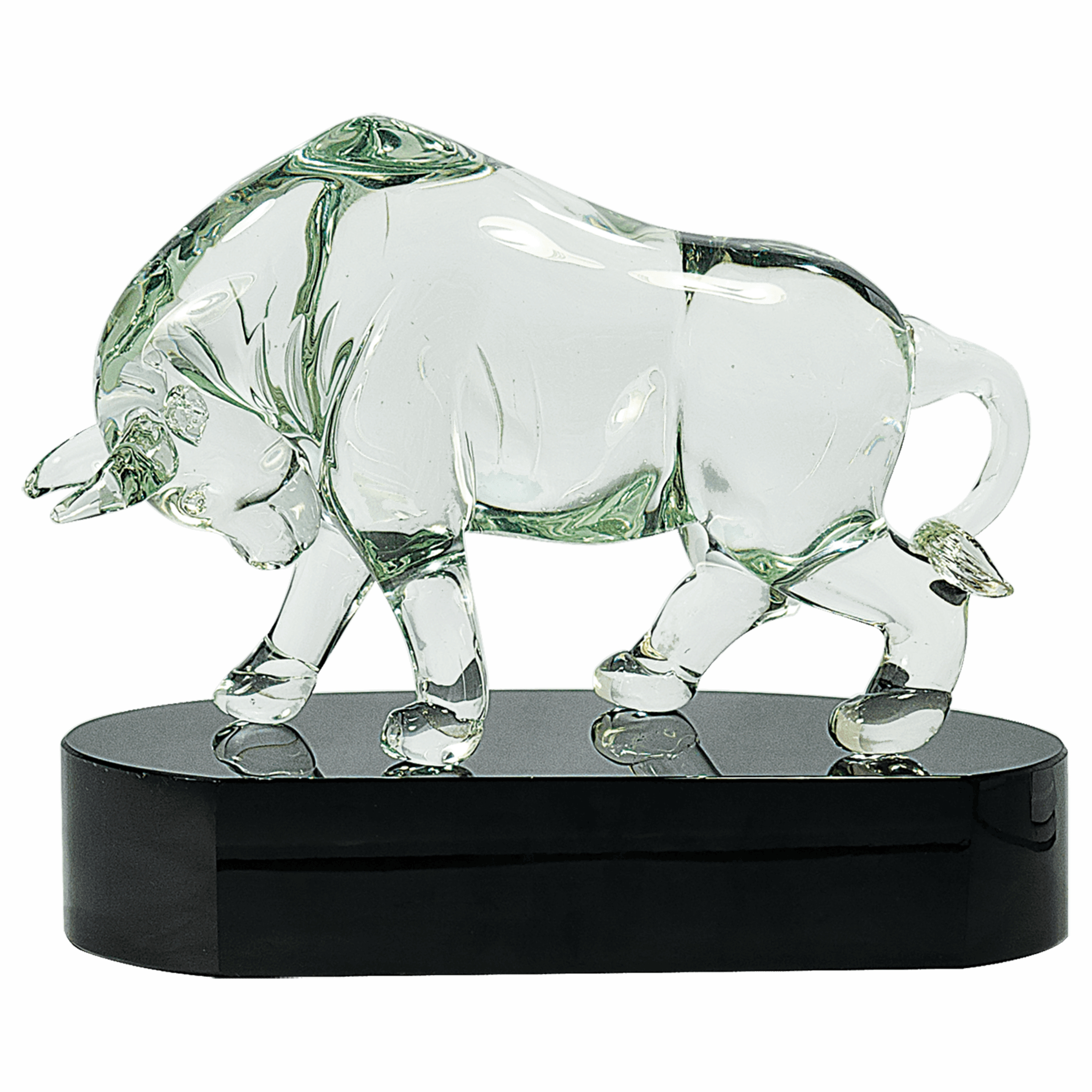 7 1/2" Clear Art Glass Bull Award 3