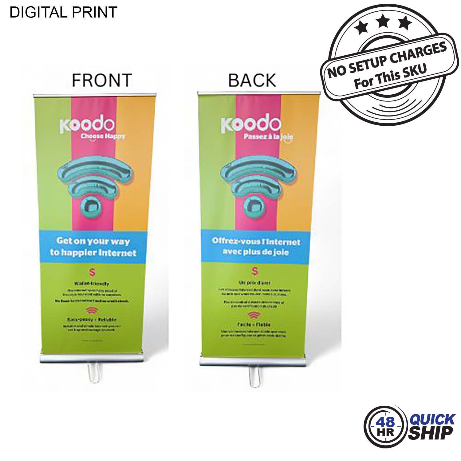 48Hr Quick Ship - Premium Retractable Pull Up Banner Double sided Graphics, 33.5x79, NO SETUP CHARGE 8