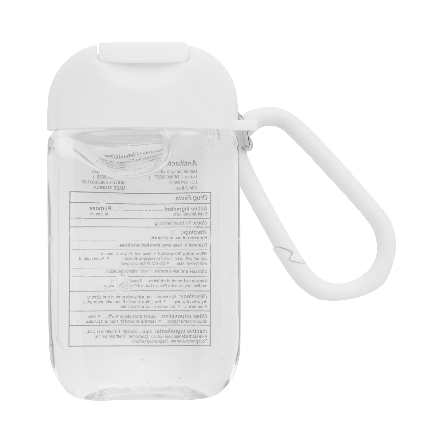 1 oz Hand Sanitizer Gel and Carabiner