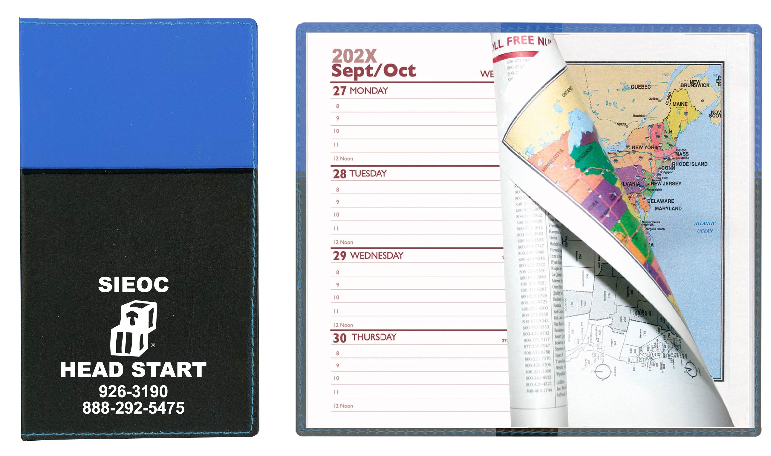 Soft Cover 2 Tone Vinyl France Series Weekly Planner w/ Map / 1 Color 1