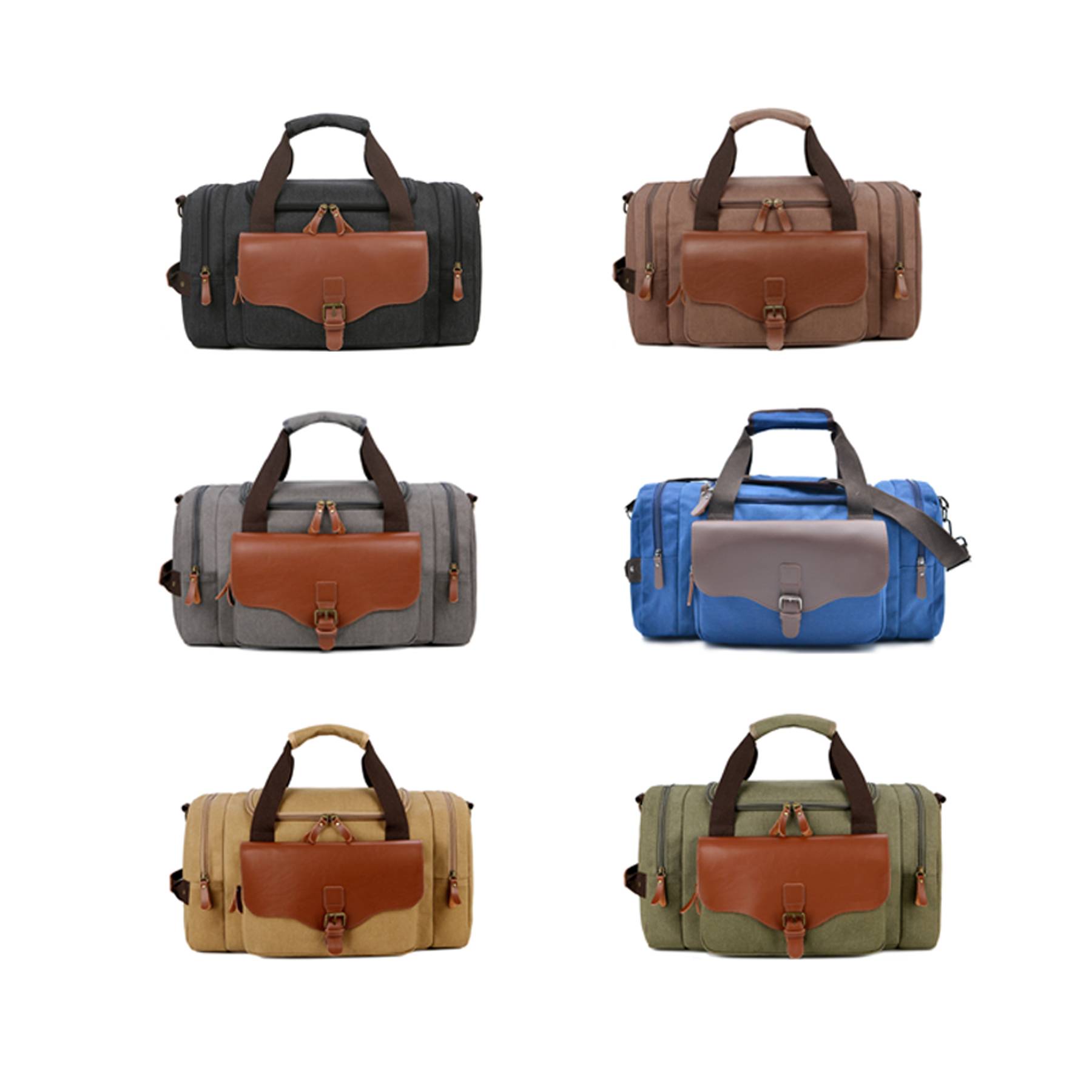 Canvas Large Capacity Leather Travel Duffel Bag 3