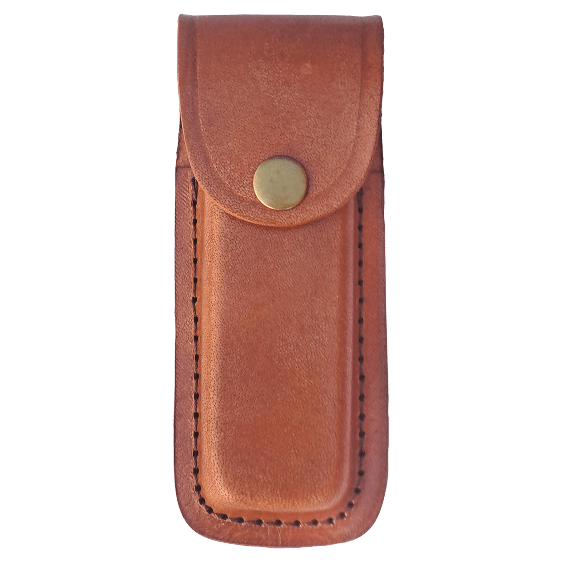 Bison River Leather Sheath with Snap Closure for Folding Knife up to 5" Long Closed 2