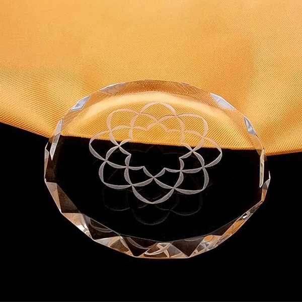 Round Faceted Crystal Paperweight 7