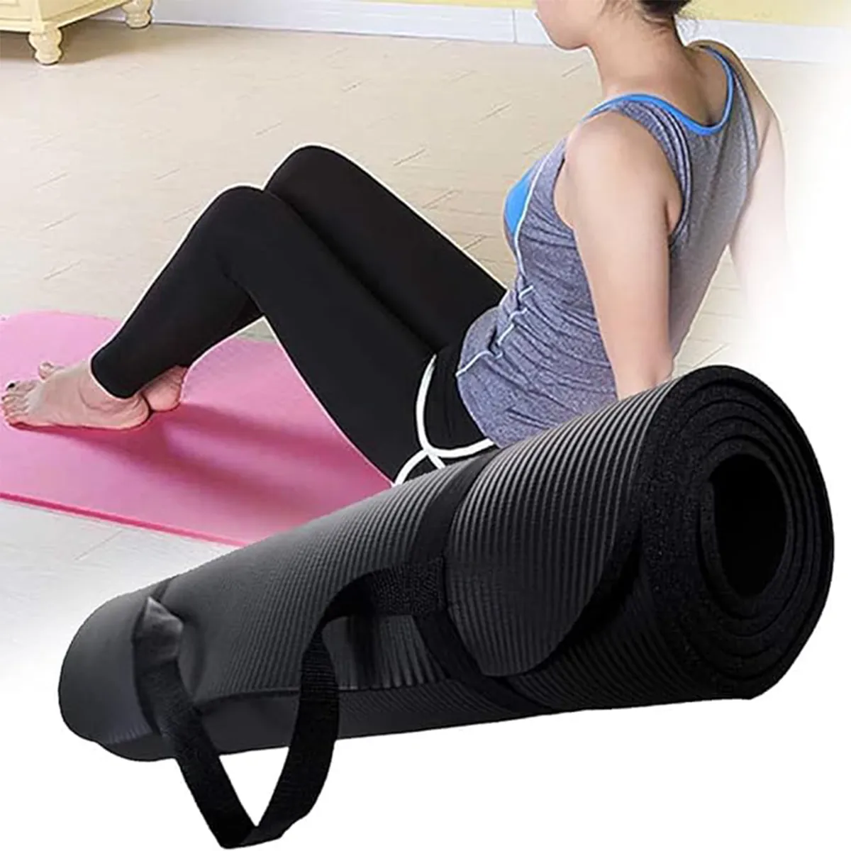 Comfort Extra Thick Non Slip Yoga Mat with Carrying Strap 6