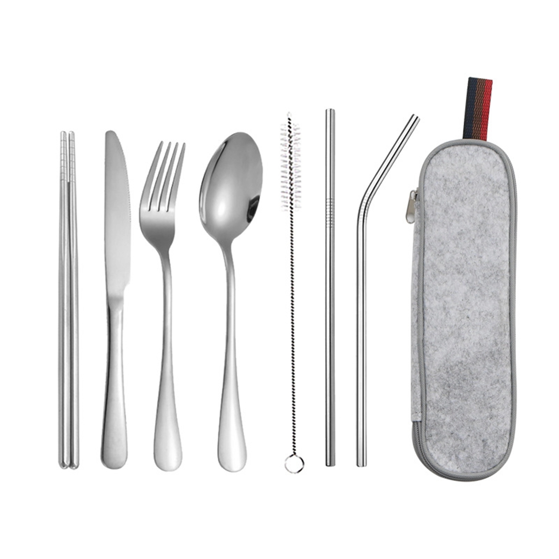 Silver Stainless Steel Cutlery Set In Felt Bag 9