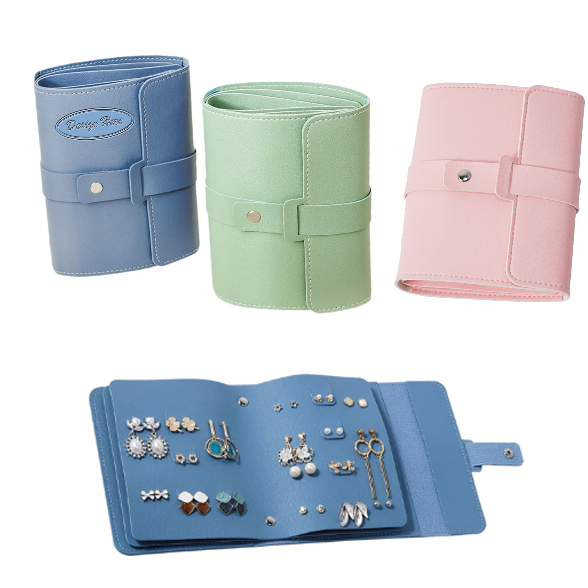 Jewelry Storage Roll with PU Leather Necklace Holder 2
