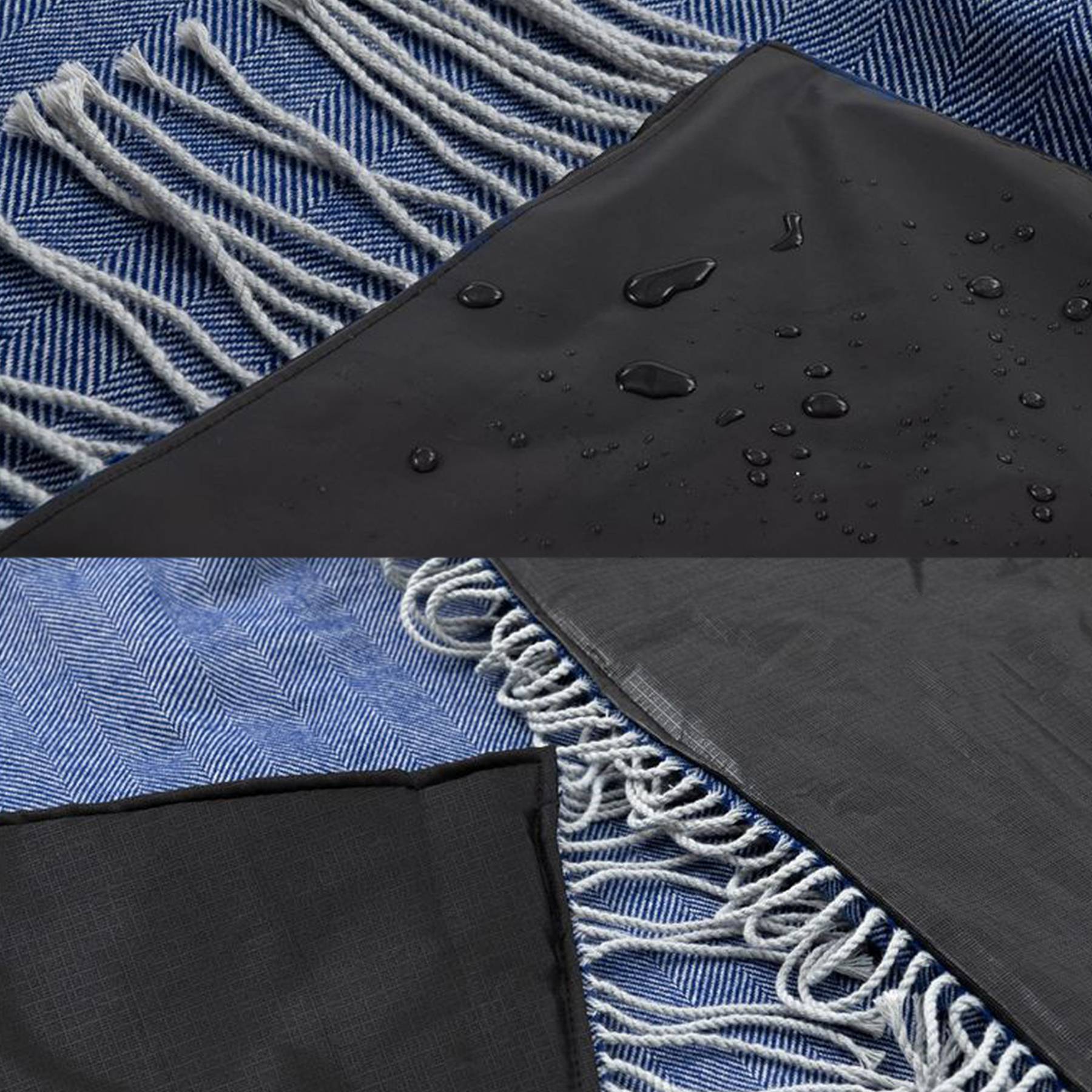 Portable picnic blanket with leather handle and tassel 4