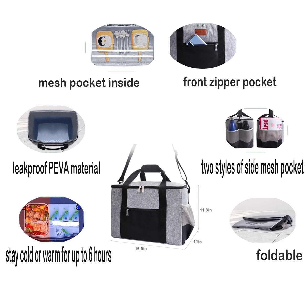 Portable Insulated Cooler Bag With Straps 2