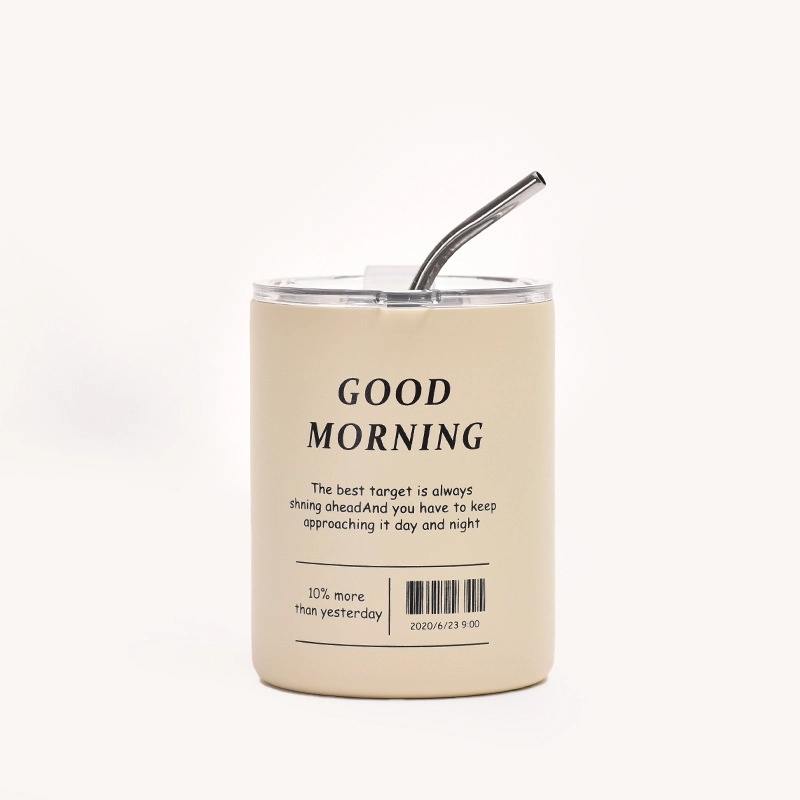 Custom 10 oz Stainless Steel Coffee Mug with Lid and Straw 5