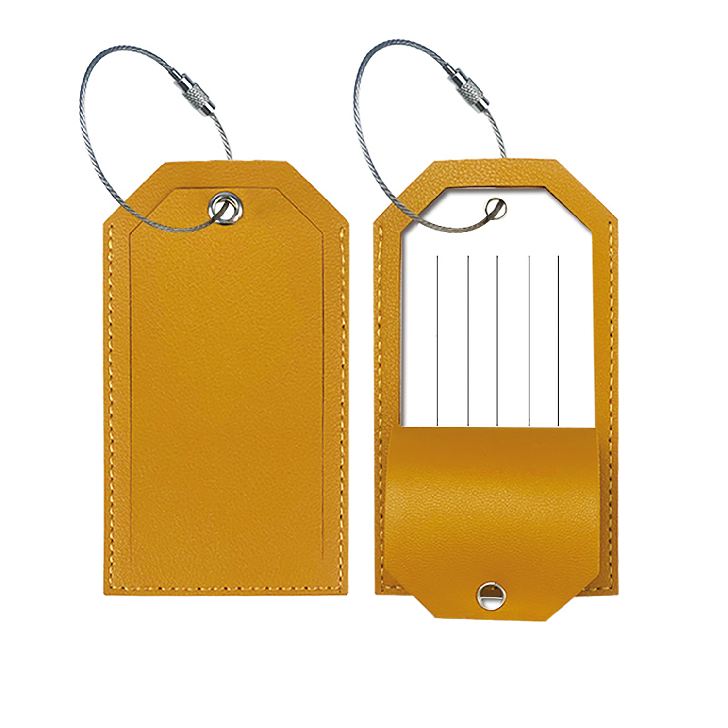 Metal Lanyard Leather Luggage Tag 7