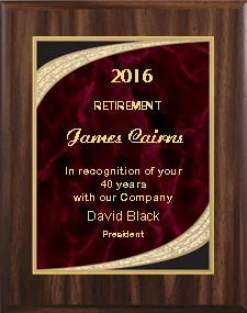 7" x 9" Walnut Finish Plaque with Red Majestic Plate 2