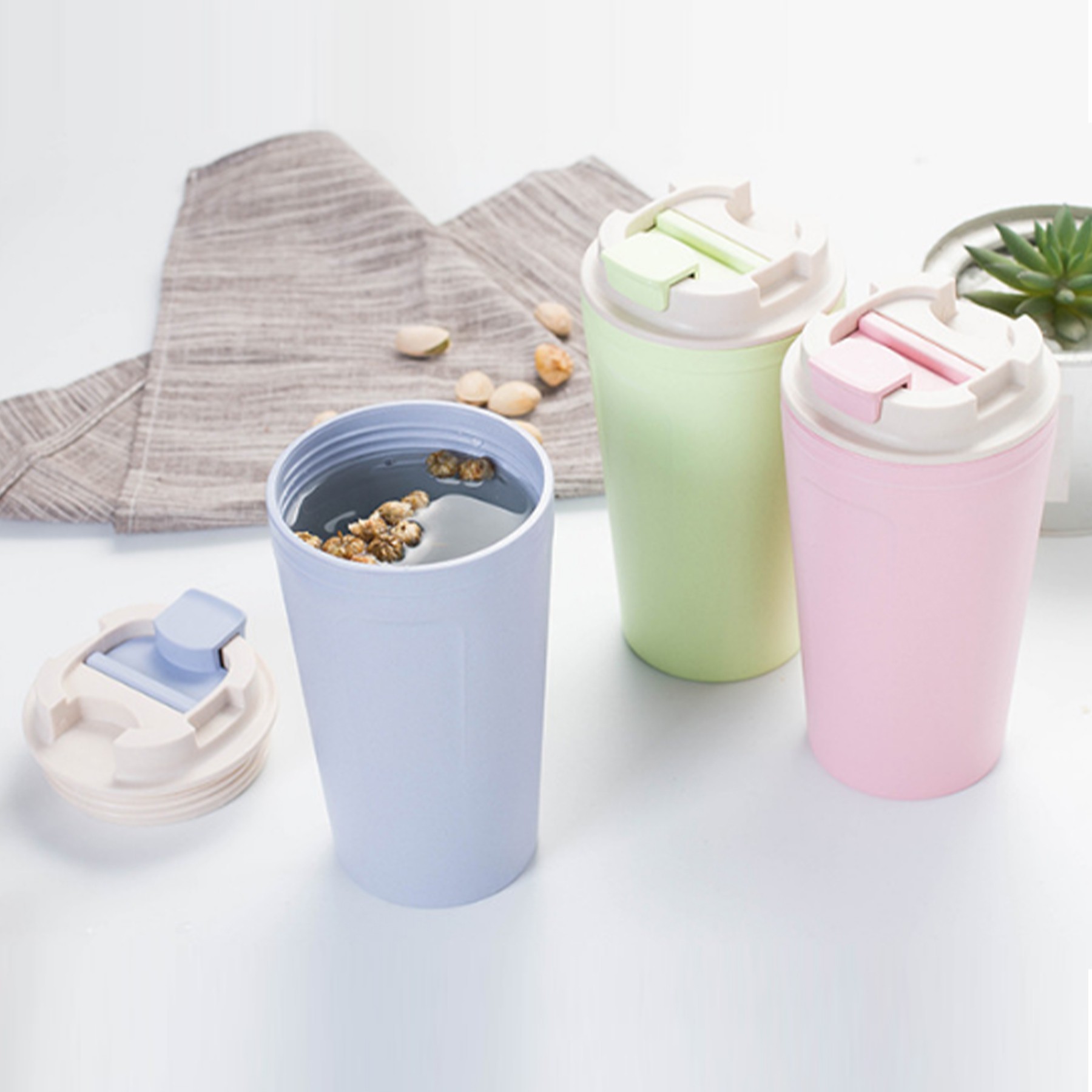 420Ml/14 Oz. Bamboo Fiber Reusable Coffee Mug 5
