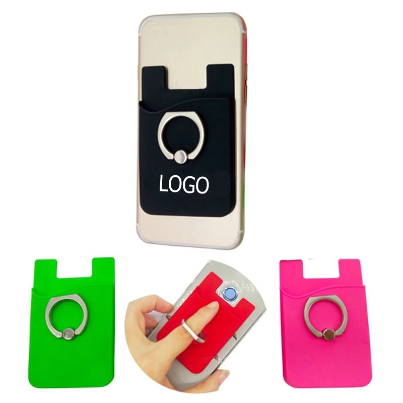 Silicone Phone Wallet Card Holder with Ring stand 1