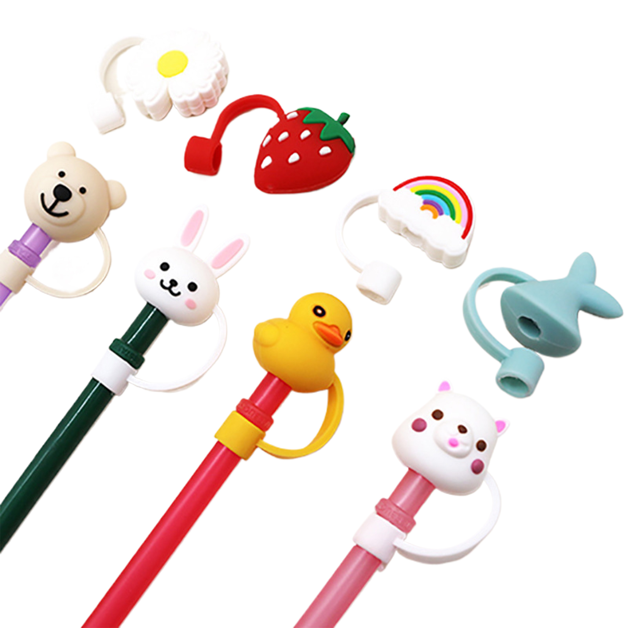 MOQ250 Custom Silicone Straw Tops in 2D and 3D Designs 4