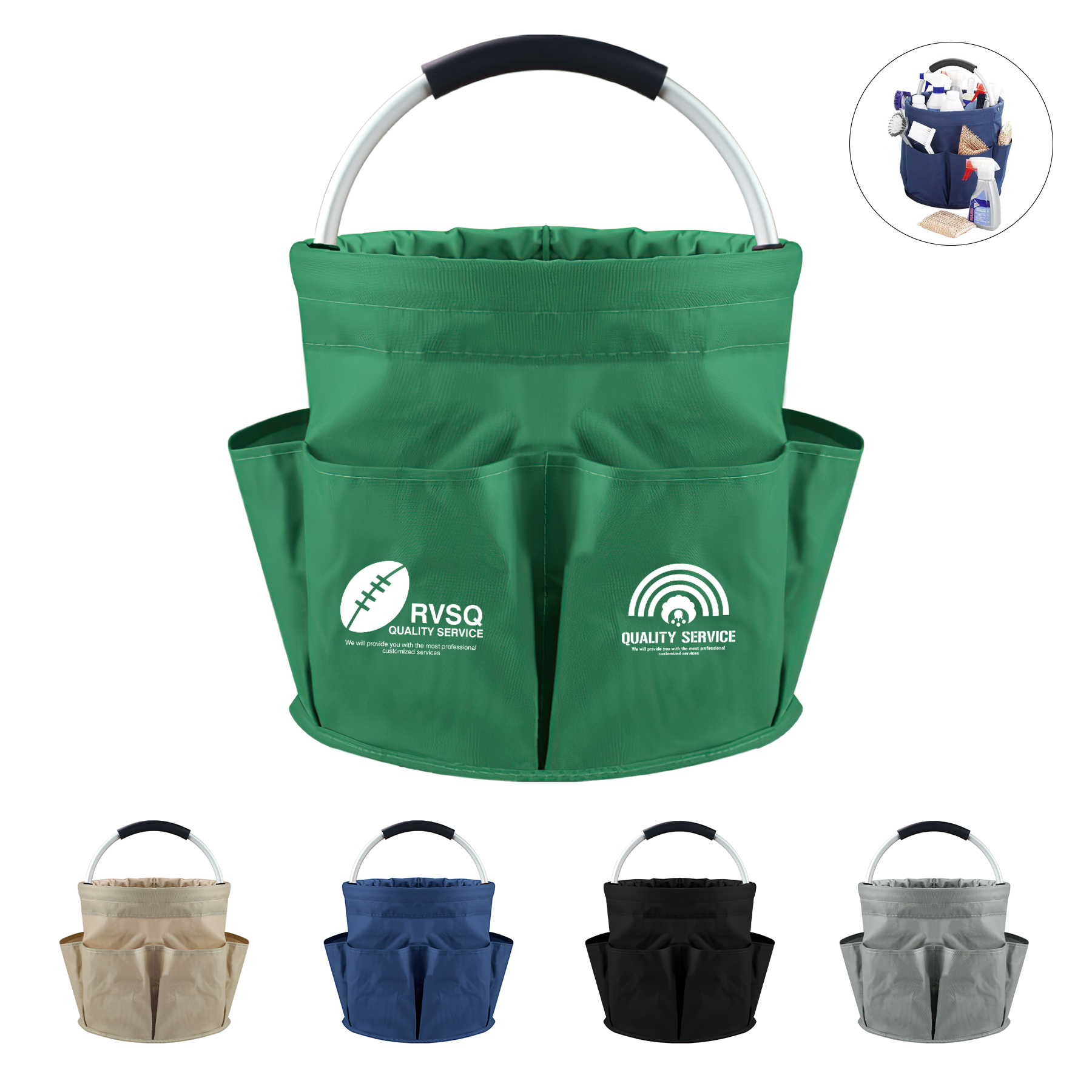 17L Reinforced Oxford Portable Picnic Basket W/ 6 Side Pockets 5