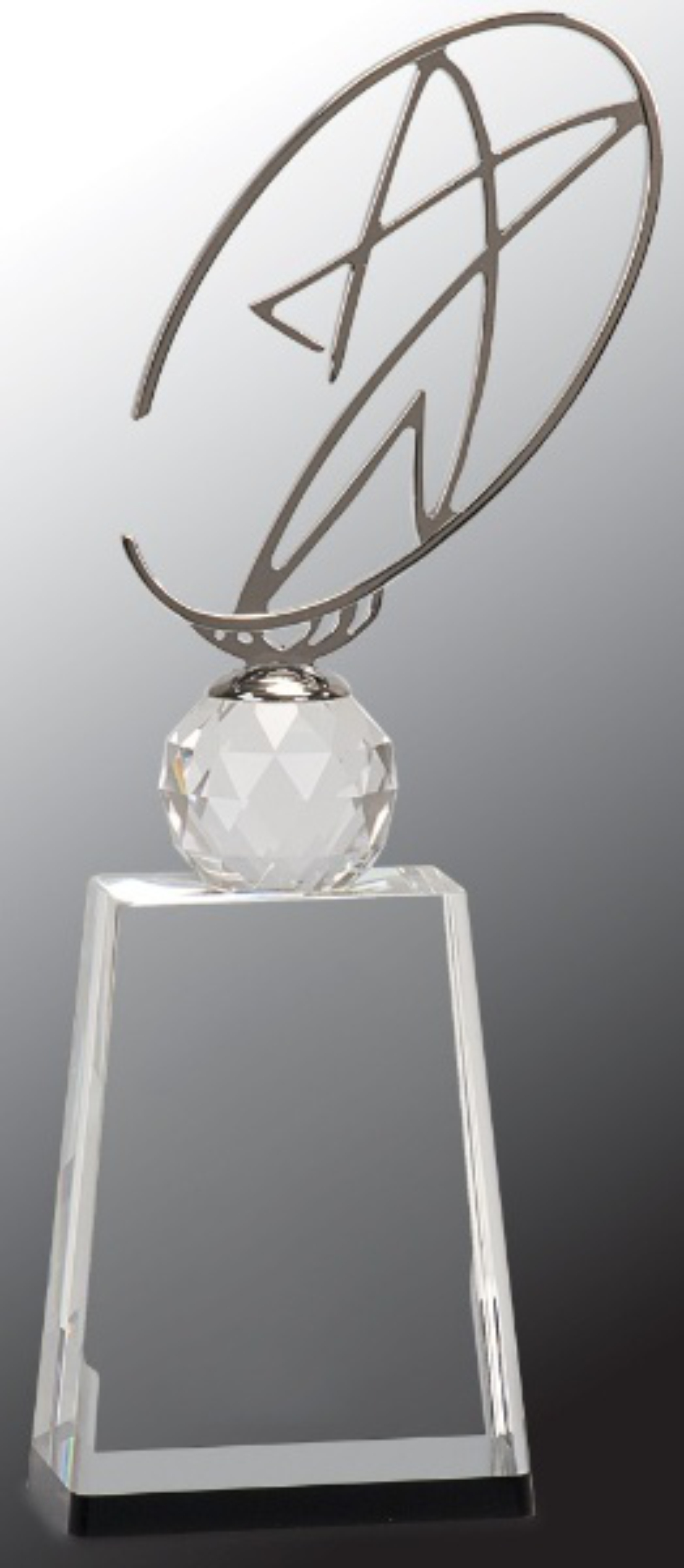 12" Clear/Black Crystal Award with Silver Metal Oval Star 3