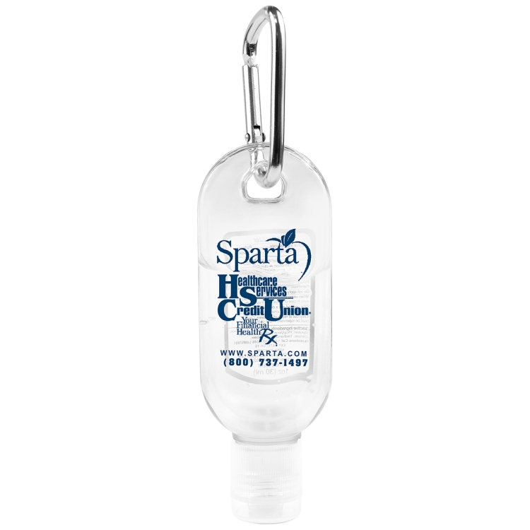 1.0 oz Hand Sanitizer Antibacterial Gel in Flip-Top Bottle with Carabiner