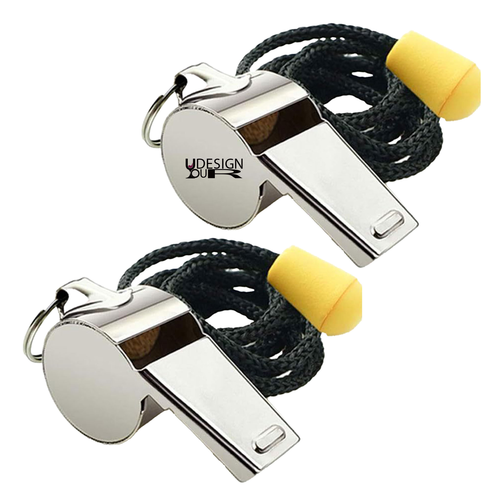 Stainless Steel Whistle With Adjustable Bead Lanyard 1