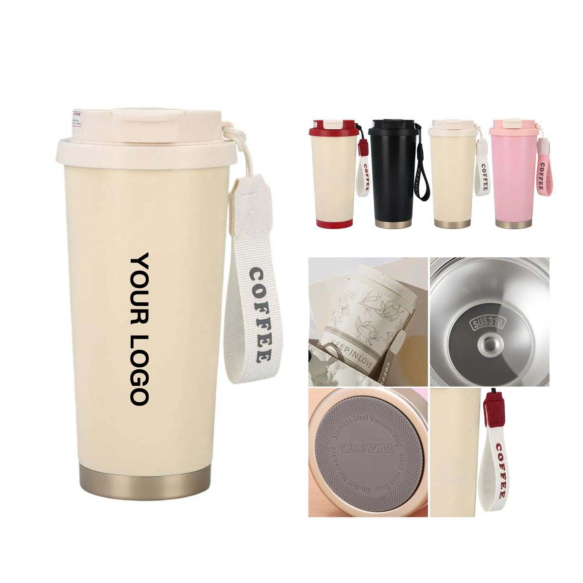 Stainless Steel Coffee Mug 16 Oz Portable 3