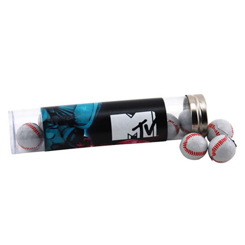Tube with Chocolate Baseballs 1