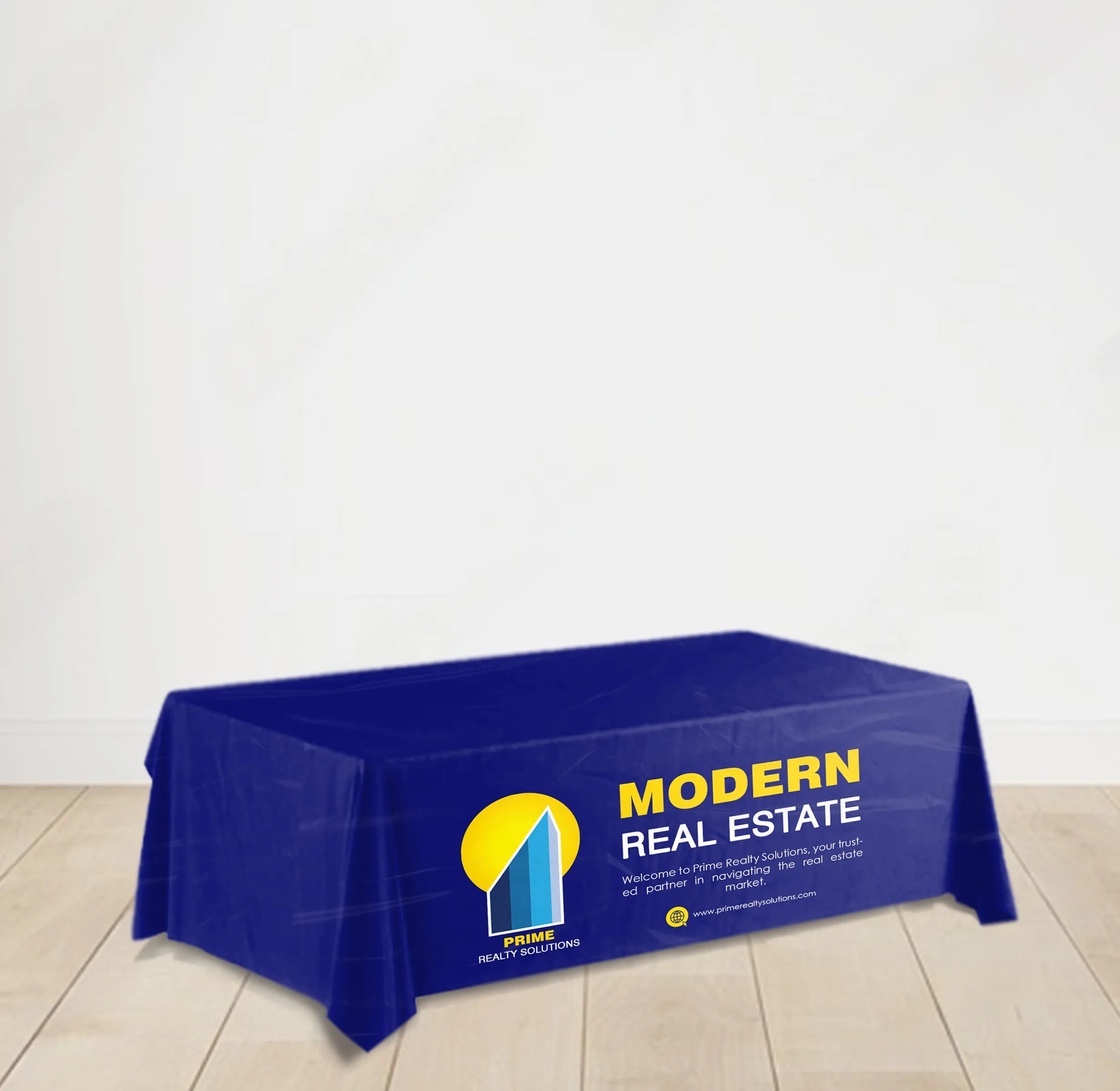 8' Disposable plastic table covers - front panel, full color 5