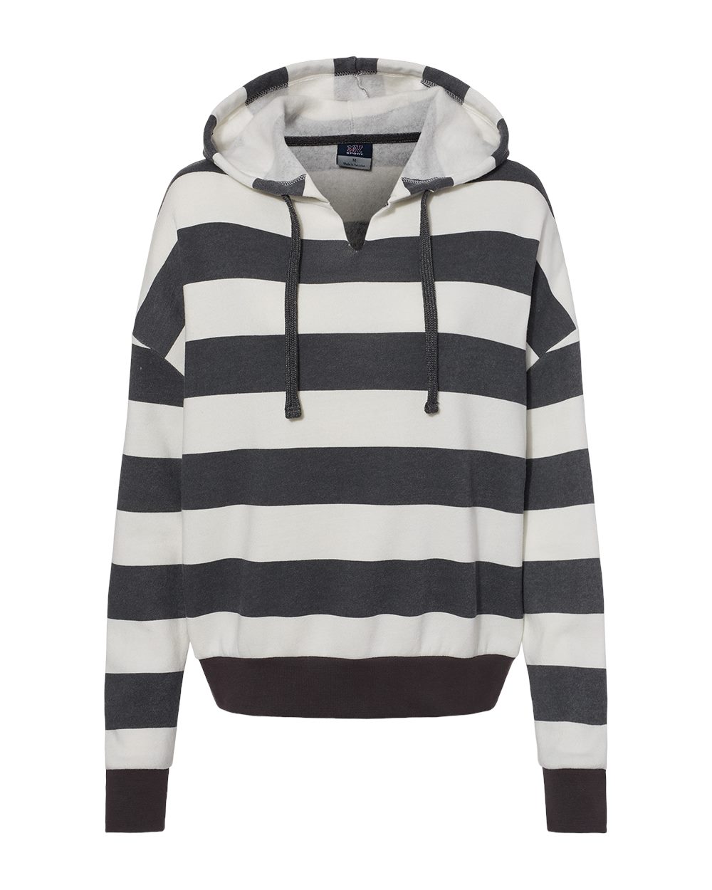 Women's Striped Fleece Boxy Hooded Sweatshirt - W21721 1