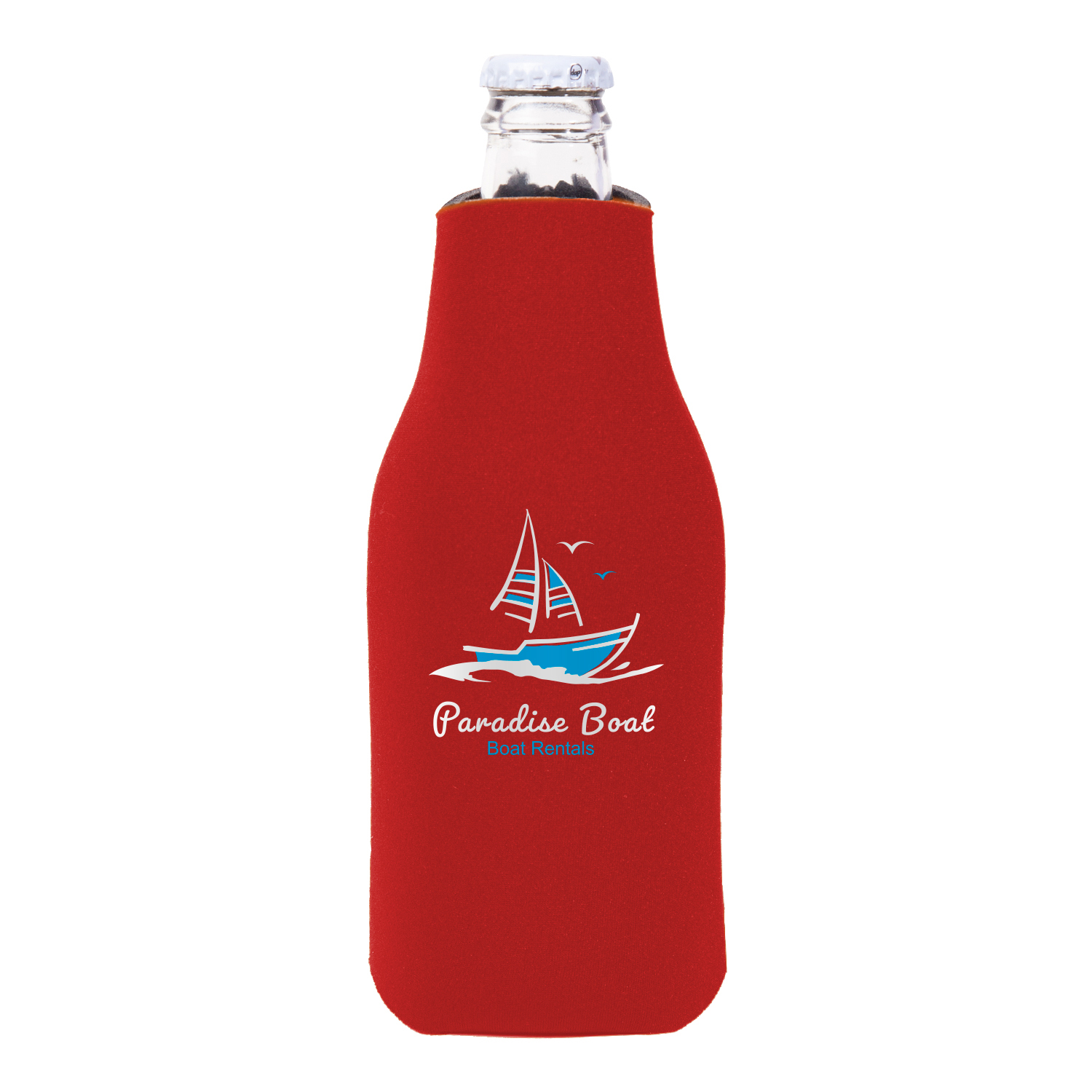 Zipper Beer Bottle Cooler (2 Color Imprint) 16