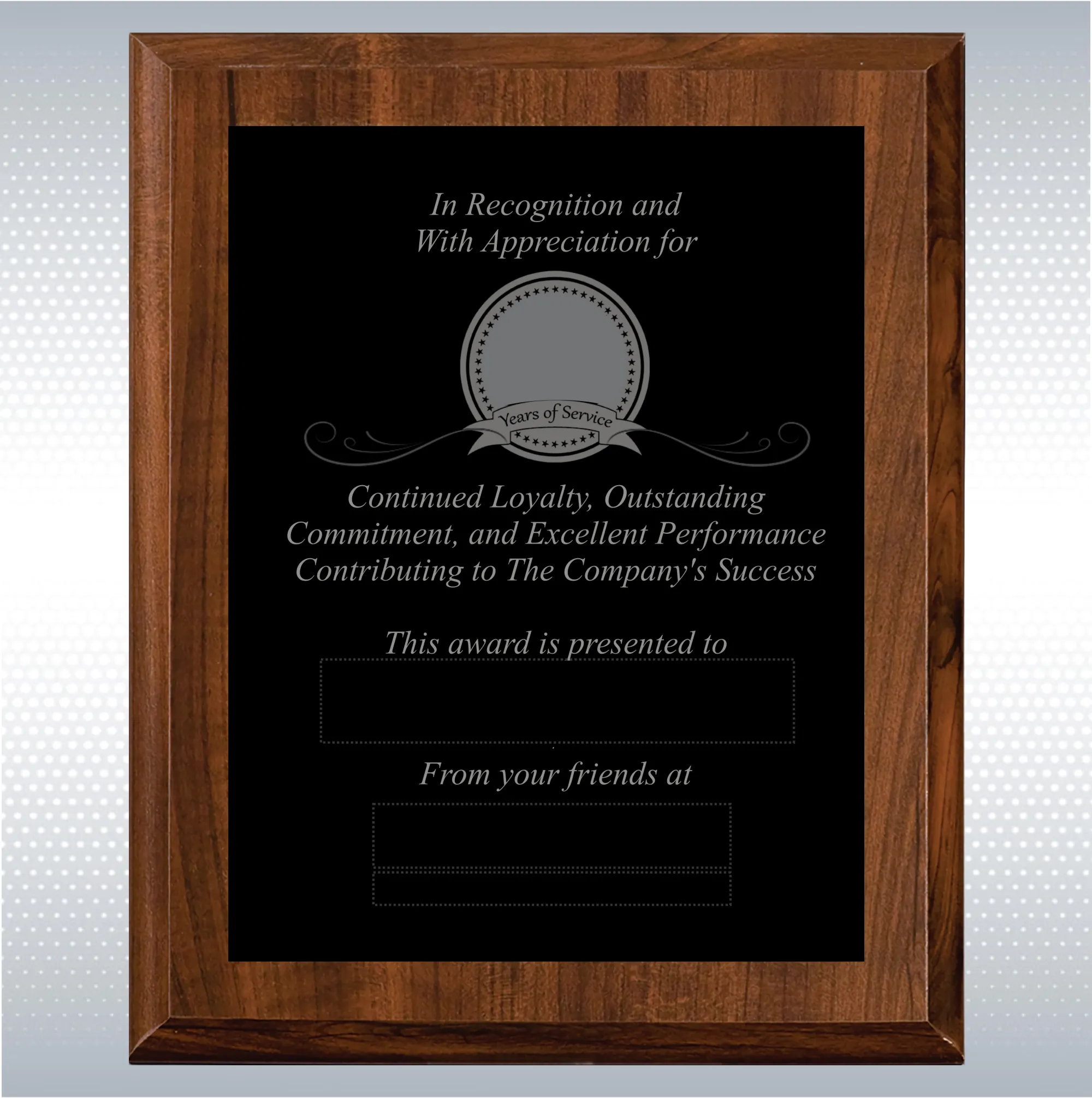 Cherry Finish Years of Service Gift Award 10