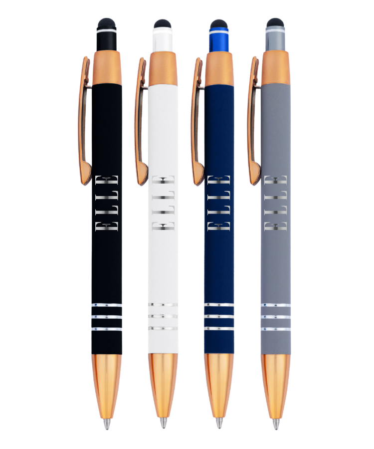 Union Printed - Stevy Stylus Soft Touch Click Metal Pen - Copper Accents 2