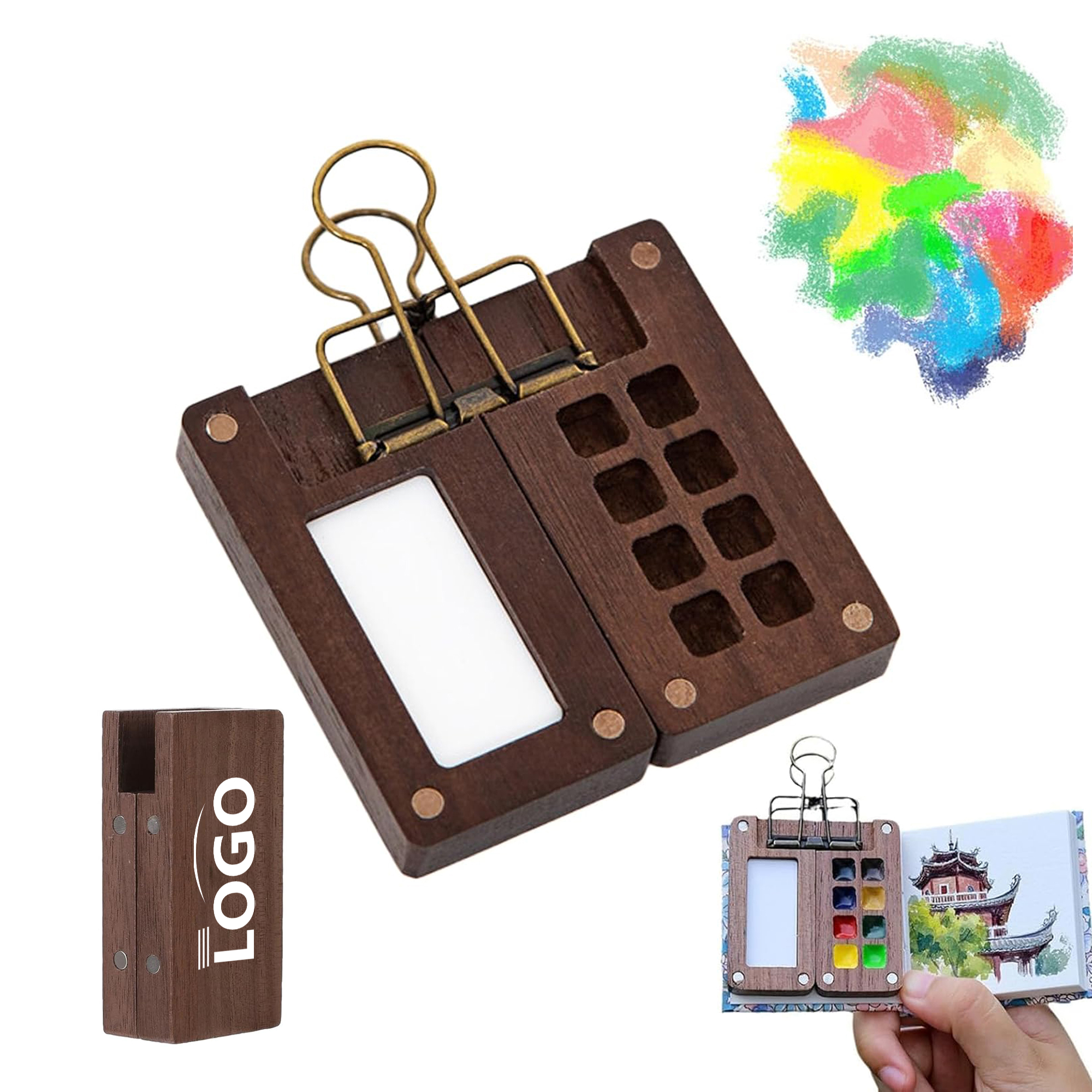Mini Portable Watercolor Palette with Clip 2