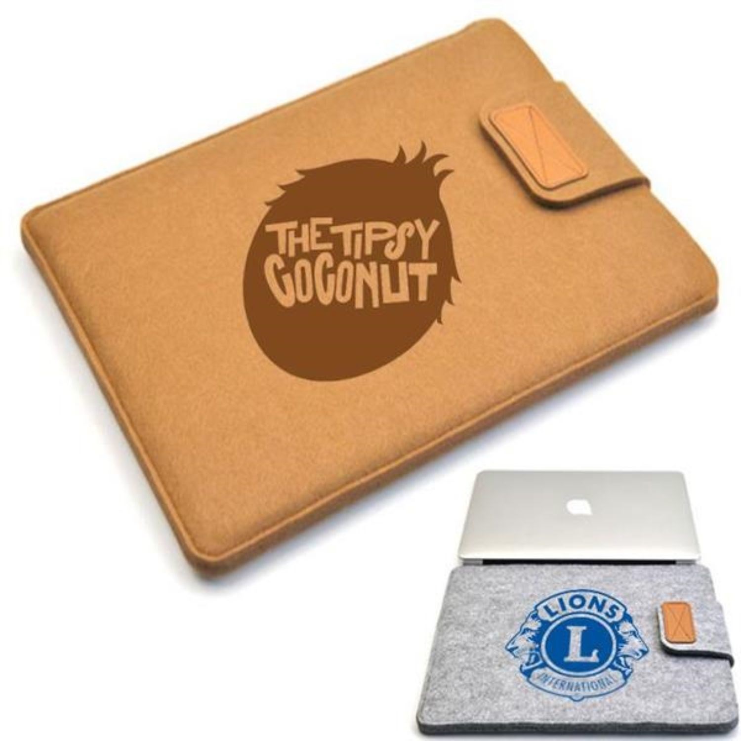 Felt Laptop Sleeve w/ Velcro Flip Top Closure 3