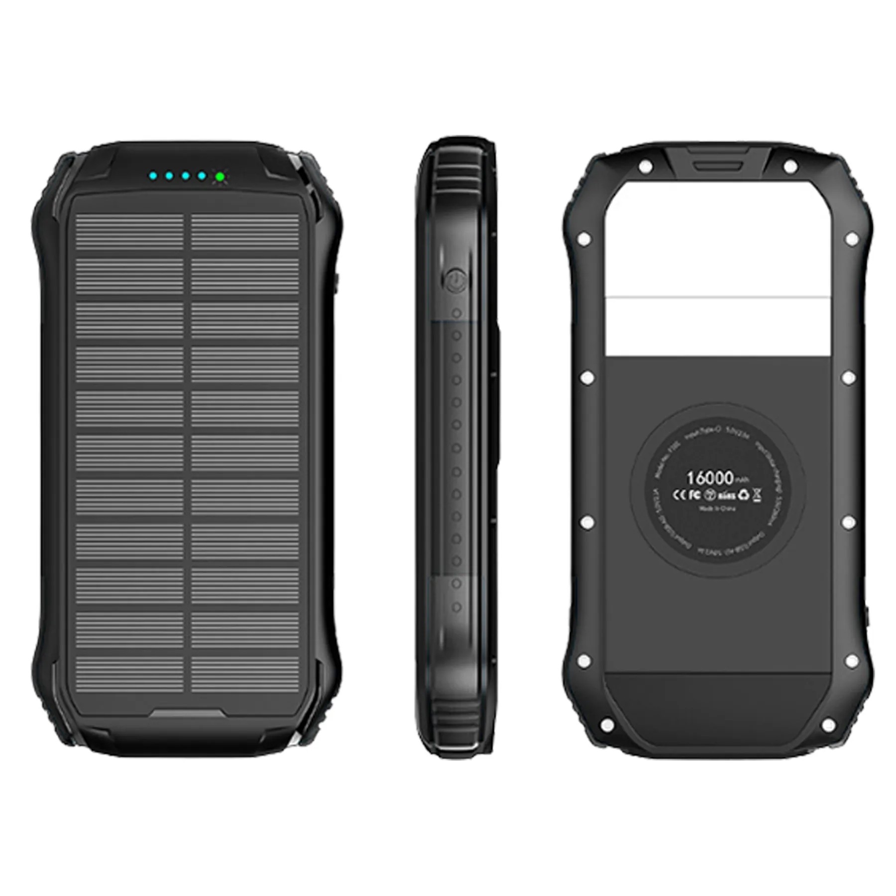 10000Mah Type-C Input Solar Power Bank Flashlight 4