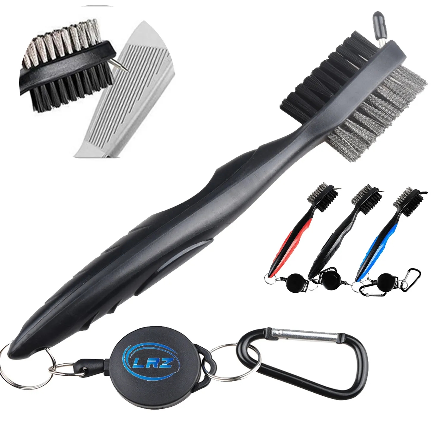 Golf Club Brush Cleaner Pro Retractable Dual-Bristle 1