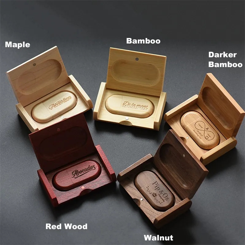 Oval Wood USB with Flip Top Box 5