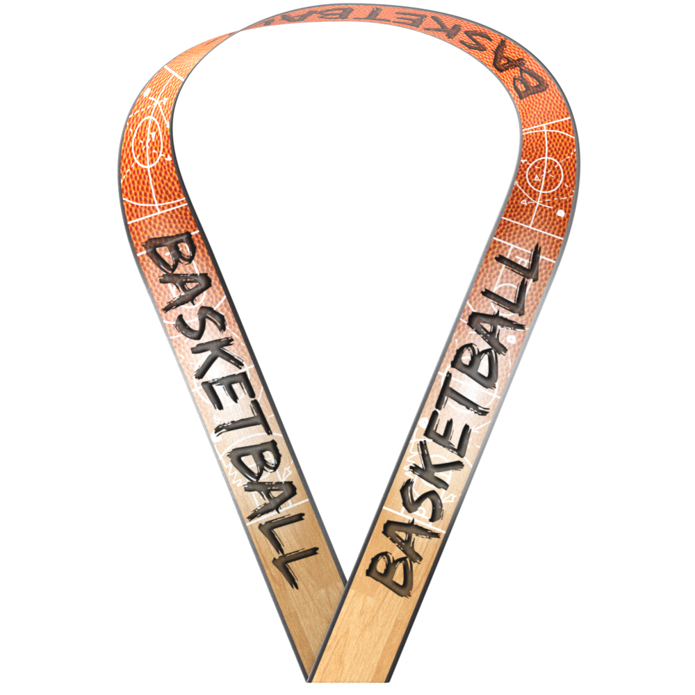 1-1/2" x 34" Sublimated Basketball Sewn Through Neckband 3
