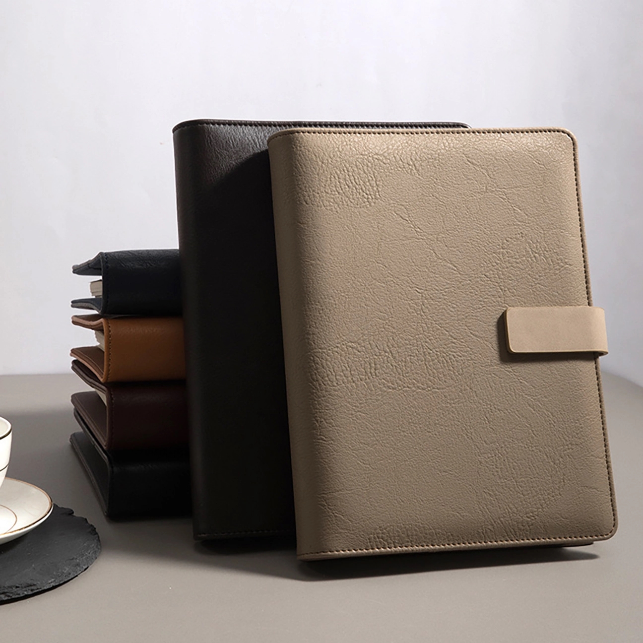 A5 Leather Padfolio Notebook with Magnetic Clip 23