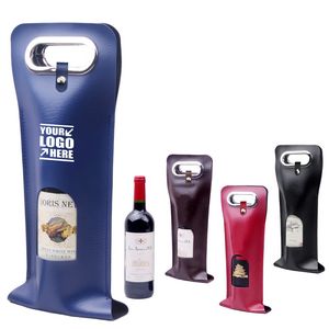 Buckled PU Leather Wine Bag With Window And Metal Handles 10