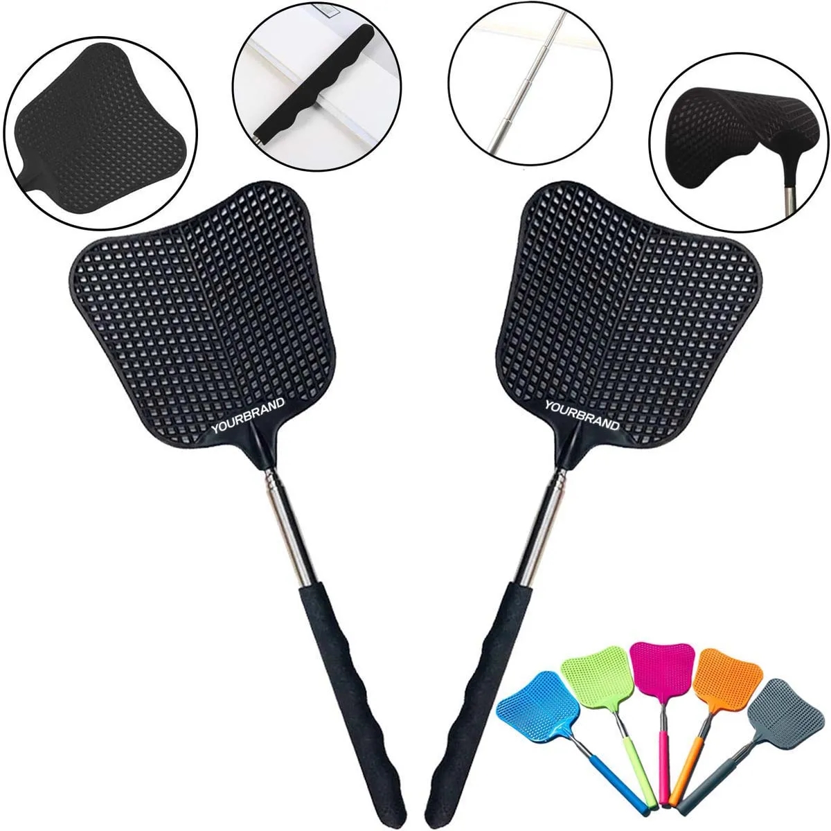 Telescopic Durable Stainless Steel Handle Fly Swatter 3