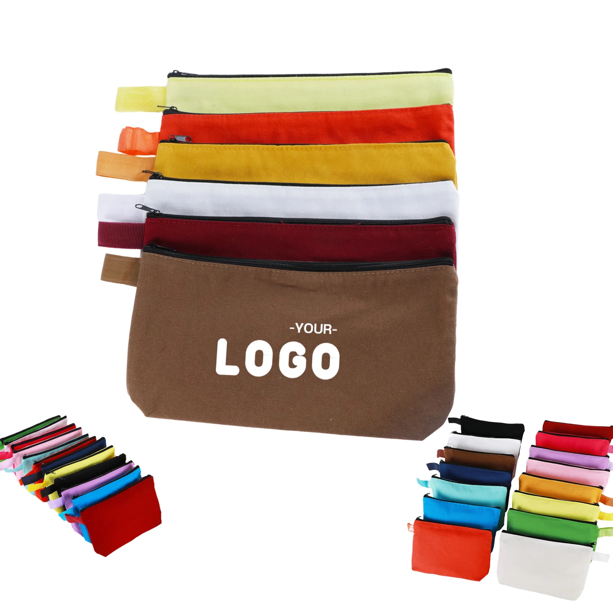 Colorful Canvas Zipper Stationery Bag, custom tote bag with logo imprint 1