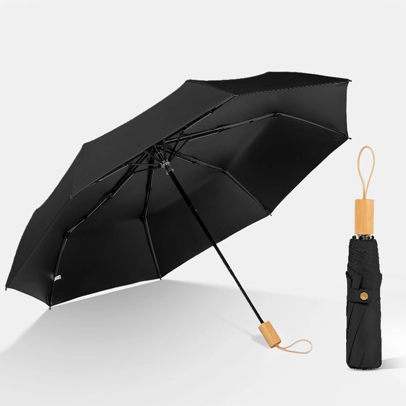Custom Foldable Sun & Wind Proof Umbrella with Wooden Handle 4