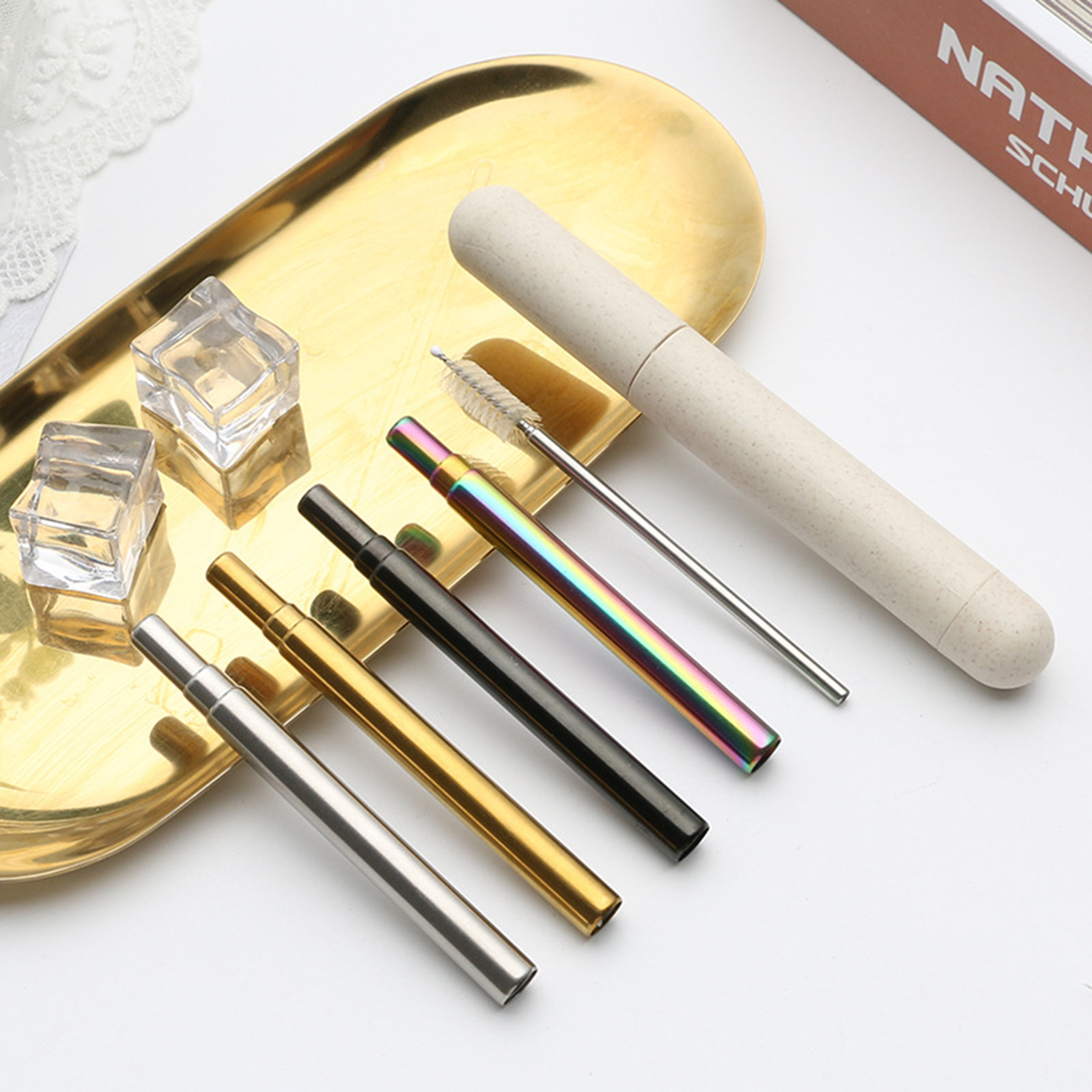 Telescopic Stainless Steel Drinking Straw with Tube Case 3