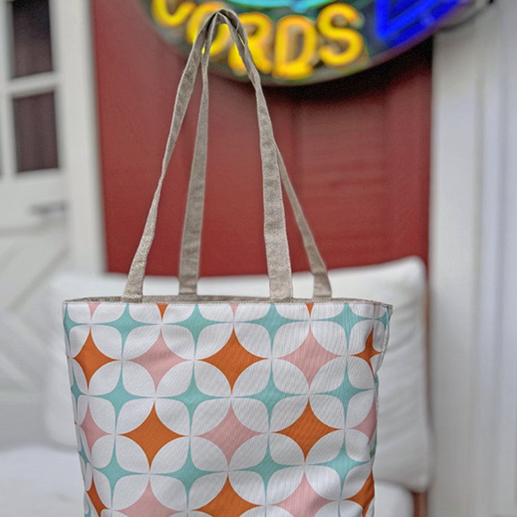 Super Sale- Reversible Colored Tweed Cotton Tote, custom tote bag with logo imprint 4
