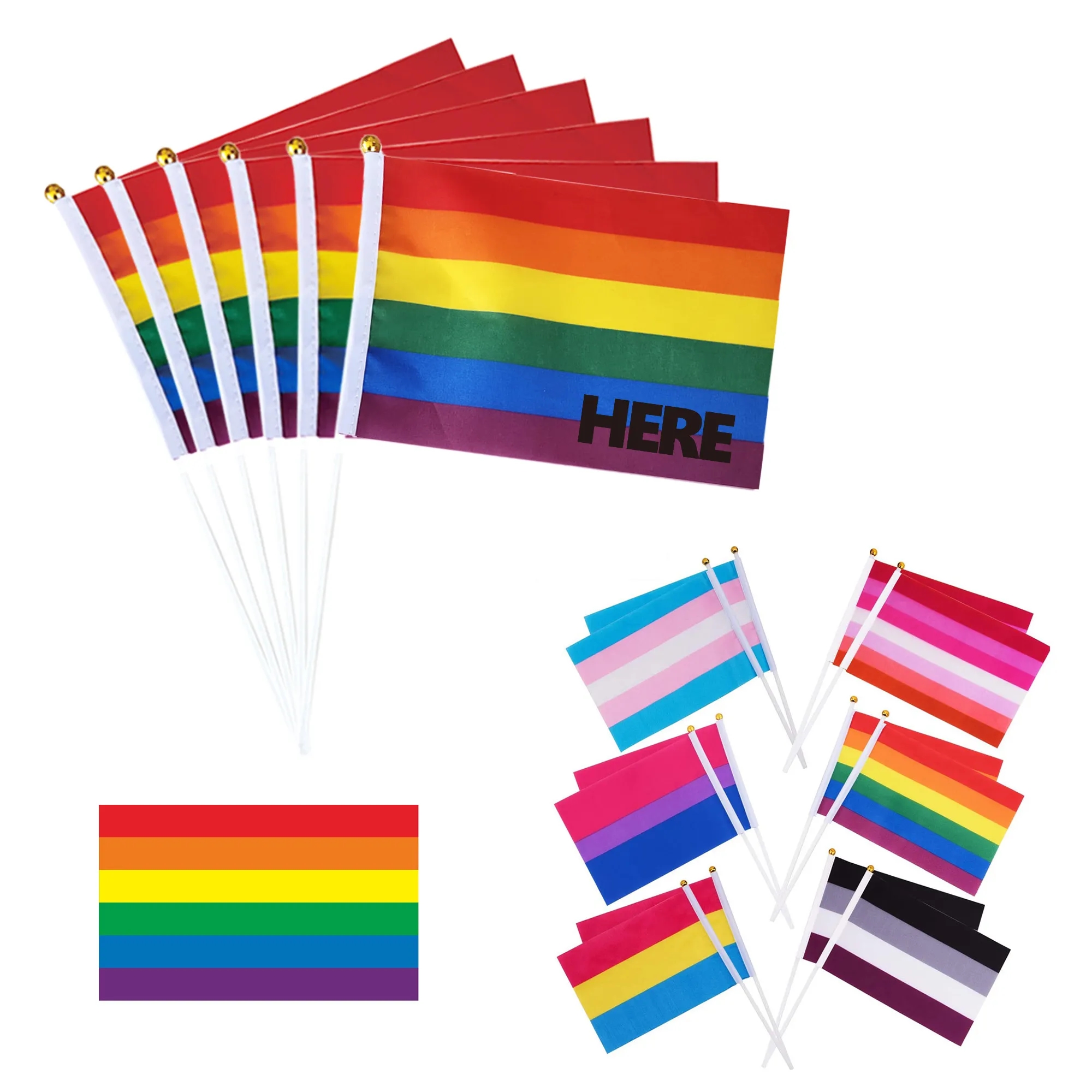 LGBTQ Pride Hand Held  Rainbow Flag