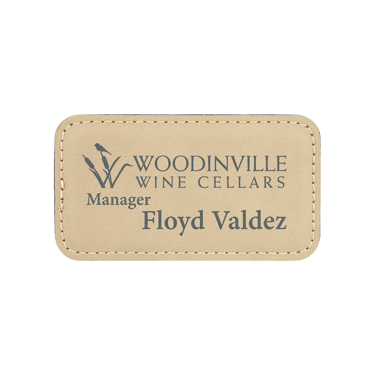 3 1/4" x 1 3/4" Light Brown Leatherette Badge w/ Magnet