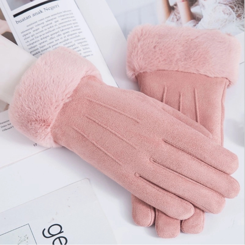 Lady's Fashion Warm Touch Screen Suede Gloves 1
