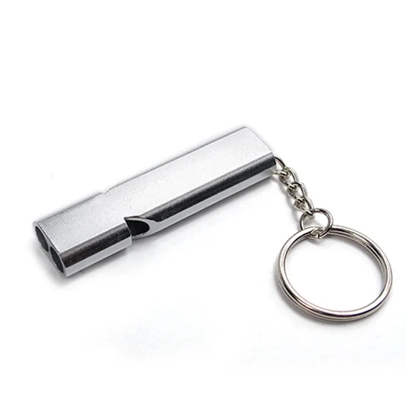 Aluminum Double Tubes Whistle Keychain 8