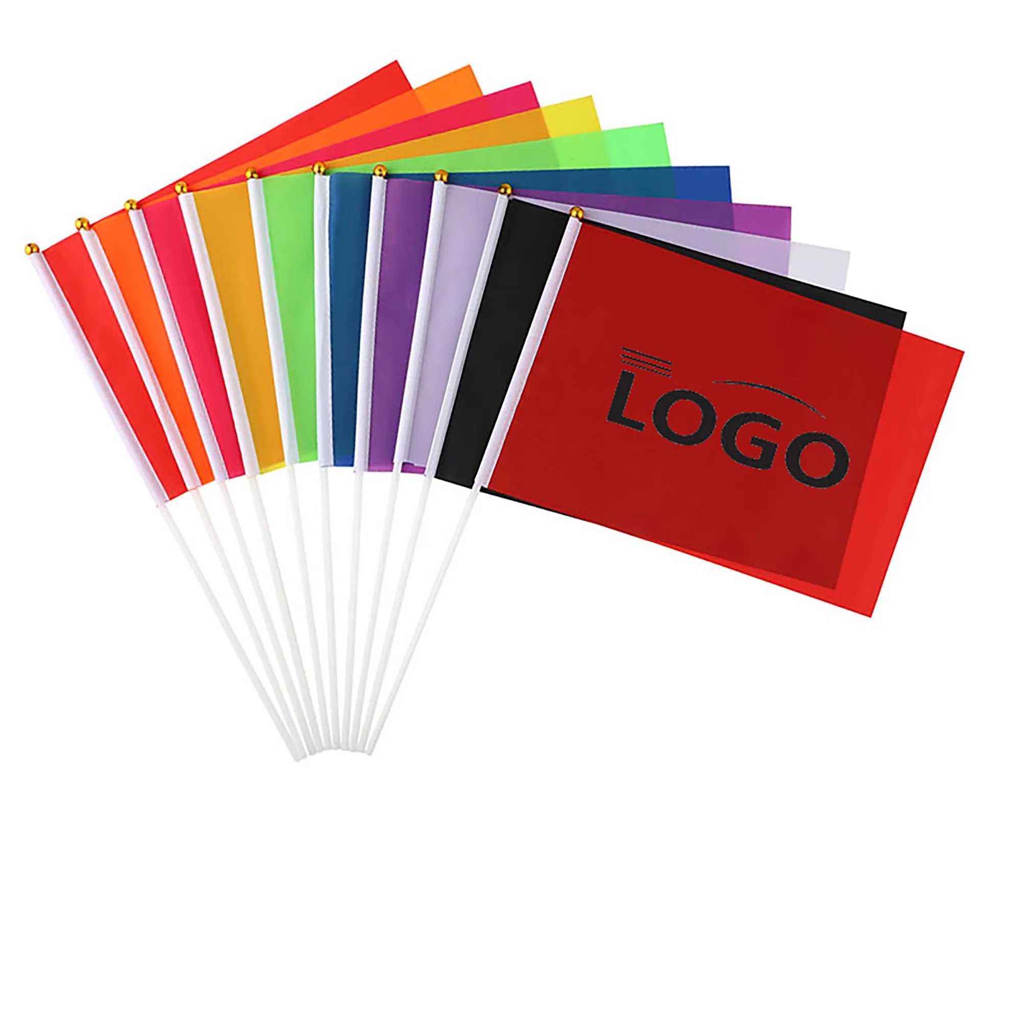 Full Color Custom Hand Held Stick Flag Rush Service MOQ100 1