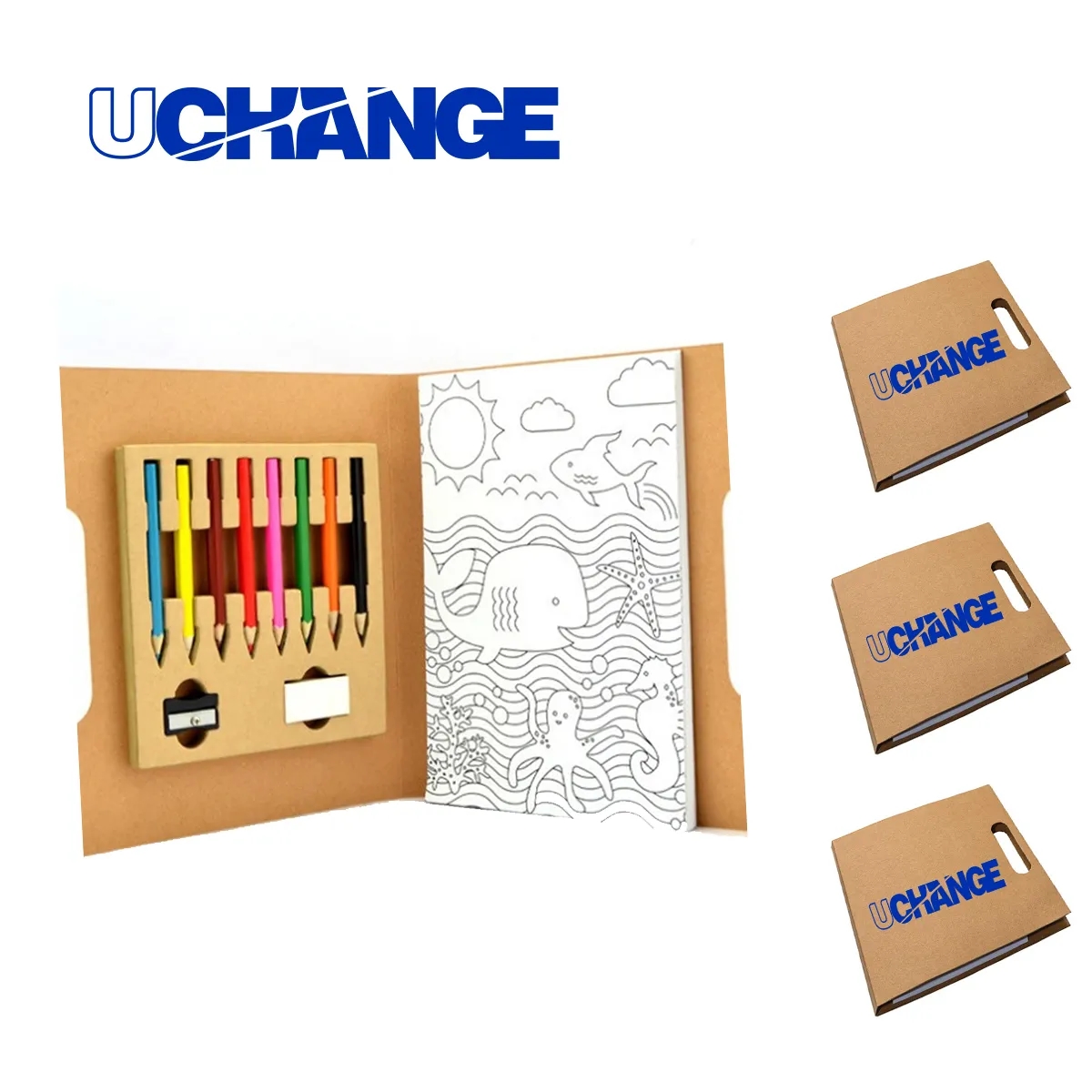 Kids Coloring Book Set With 6 Colored Pencils 2