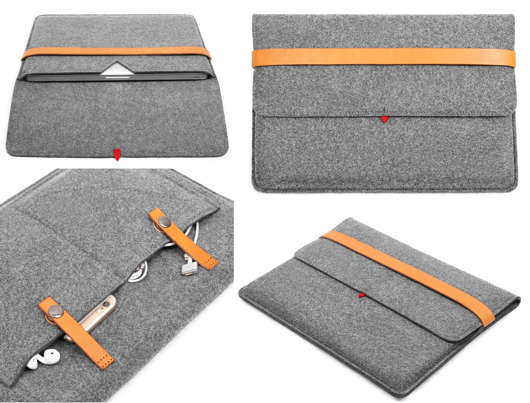 15" Felt Sleeve Case with pocket for Laptop Tablet 1