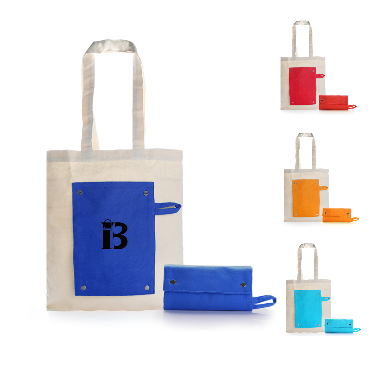 Cotton Heavy Beige Canvas Foldable Shopping Bag, custom tote bag with logo imprint 2